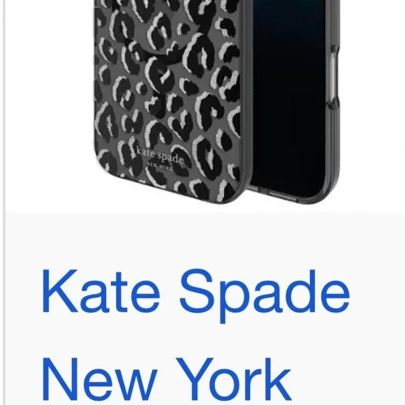 iPhone 16 ProMax Kate spade Phone Case with Silver Glitter Leopard Print NEW - Picture 5 of 5